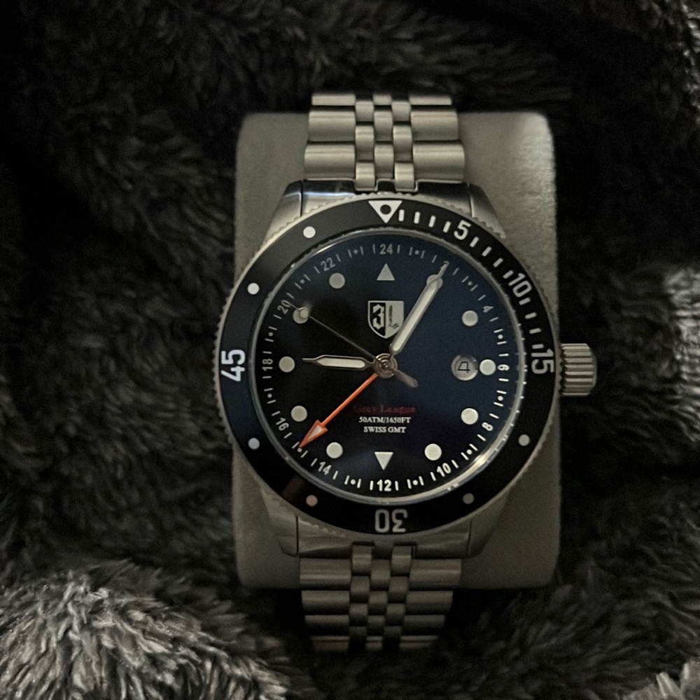 Three Leagues blue and black watch